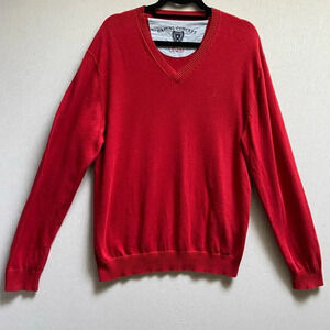 Brax Casual Concept Red Pima Cotton V Neck Sweater Mens Sz M Euro 50